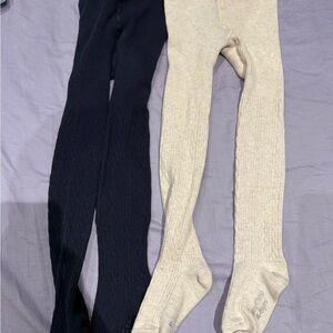 Baby Gap 2 Ribbed Tights - Black & Cream size 4-5T